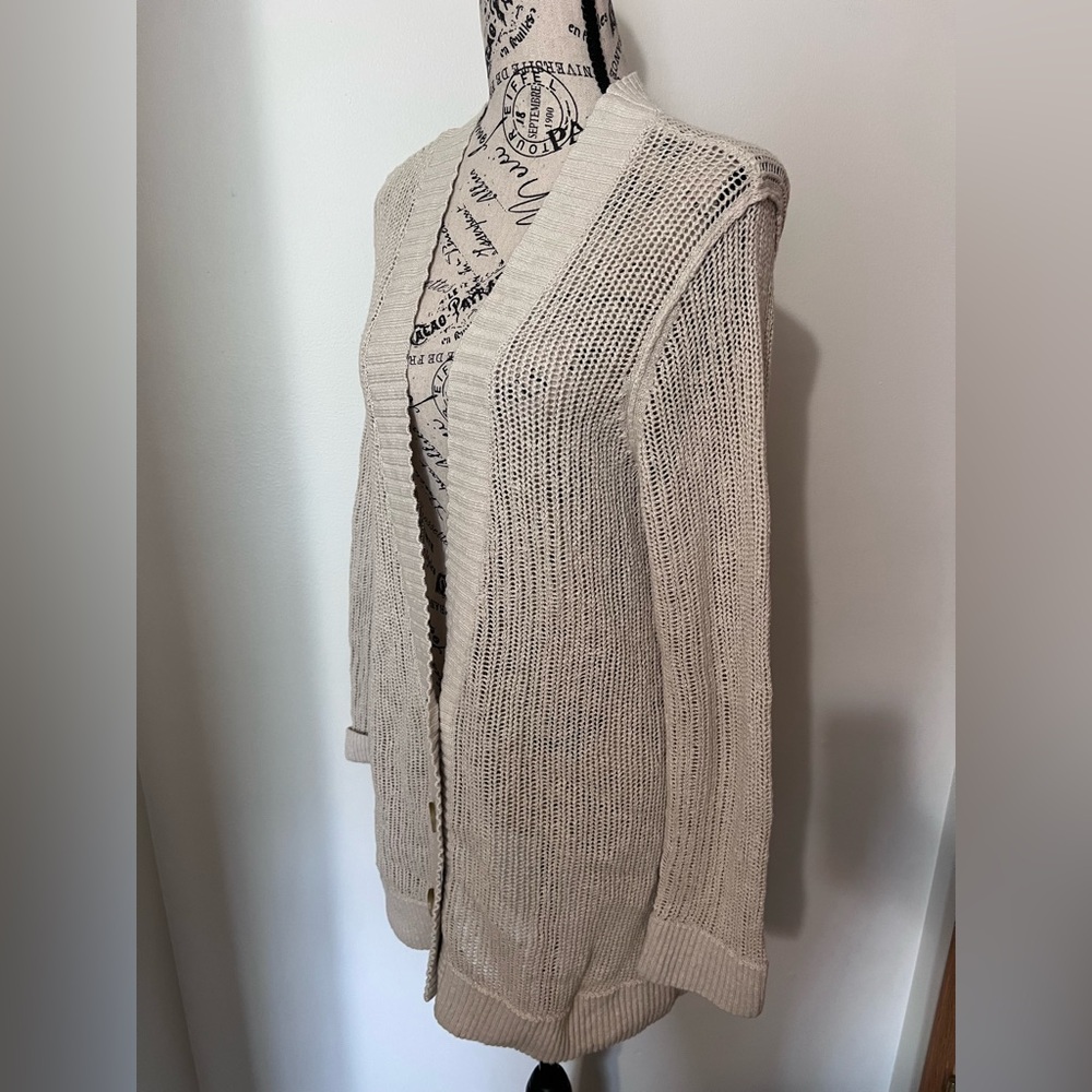 Tommy Bahama Neutral Coastal Beachy Open Knit Long Cardigan L - Picture 4 of 9